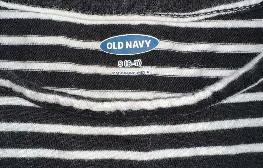 Old Navy Girls Black and White Striped Tiered Short Sleeve Dress
